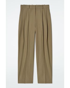 COS Relaxed Cotton Wide-Leg Trousers - Green