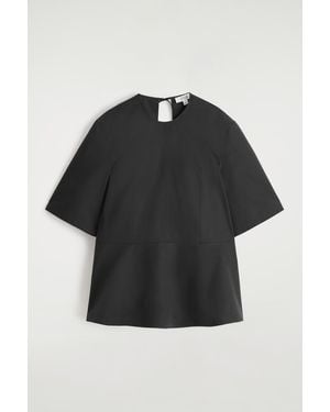 COS Cotton Peplum Top - Black