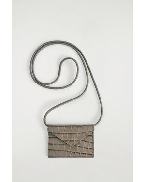 COS Croc-Effect Leather Cardholder - Natural