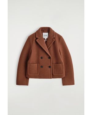 COS Cropped Double-Breasted Wool Blazer - Brown