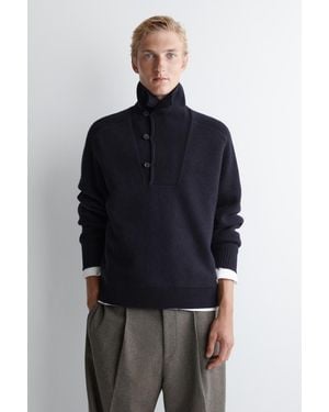 COS Pullover Aus Merinowolle Mit Kragen - Blau