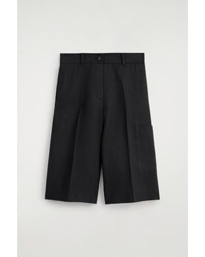 COS Linen Utility Bermuda Shorts - Black