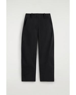 COS Barrel-Leg Pima Cotton Trousers - Black