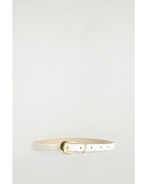 COS Sculpted-Buckle Leather Belt - White