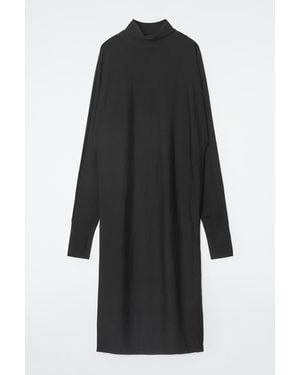 COS The Funnel-neck Merino Wool Dress - Black