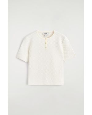 COS Jacquard-Knit Henley T-Shirt - Natural