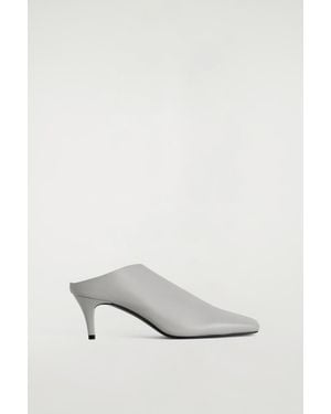 COS Draped Leather Kitten-Heel Mules - White