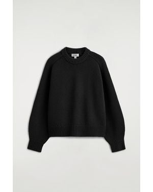 COS Rounded Wool Crew-Neck Jumper - Black