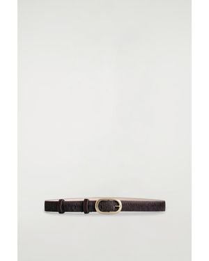 COS Oval-Buckle Pony-Hair Leather Belt - Brown