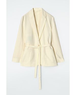 COS Tie-Waist Cotton Blazer - Natural