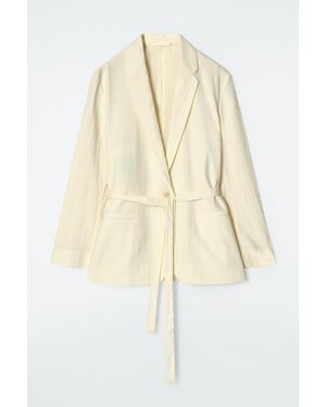 COS Tie-Waist Cotton Blazer - Natural
