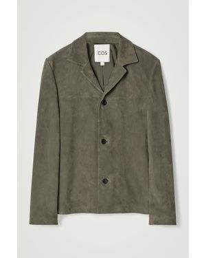 COS Single-breasted Suede Jacket - Green