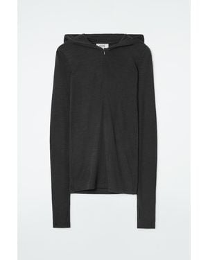 COS Slim Half-zip Wool Hoodie - Black