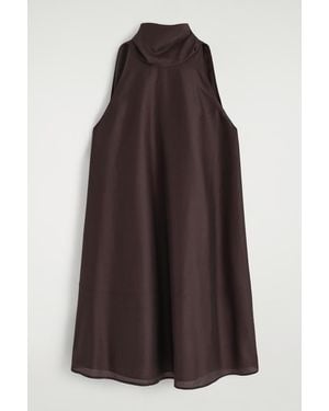 COS Fluid Halterneck Mini Dress - Brown