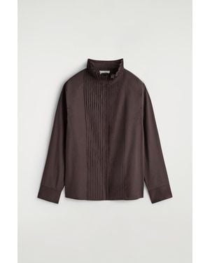 COS Pintucked Cotton Blouse - Brown