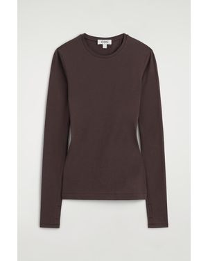 COS Cotton Long-Sleeved Top - Brown