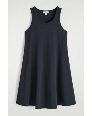 COS Cotton-jersey Mini Swing Dress - Blue