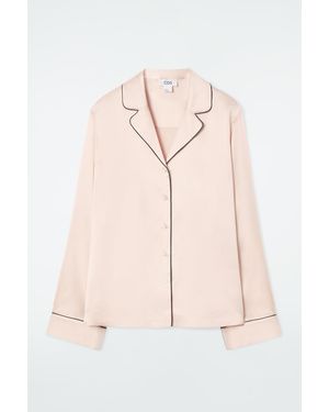 COS Piped Silk Pyjama Shirt - Pink