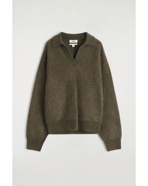 COS Brushed-Cashmere Polo Jumper - Green