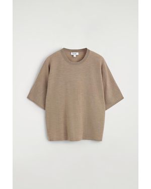 COS Knitted Merino Wool T-Shirt - Natural