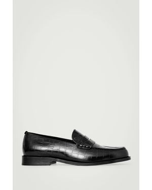 COS Croc-effect Leather Loafers - Black