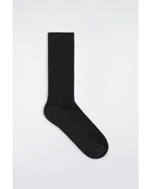 COS Merino Wool Ribbed-Knit Socks - Black