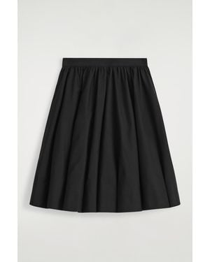 COS Pintucked Cotton Midi Skirt - Black