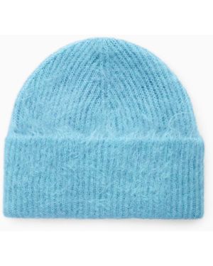 COS Ribbed Mohair Beanie - Blue
