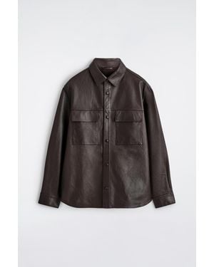 COS Leather Overshirt - Brown