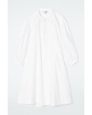 COS Tie-detail Pleated Mini Dress - White