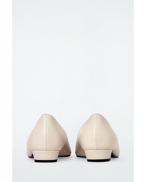 COS Square-toe Leather Court Shoes - Natural