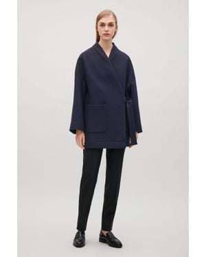 COS Kimono Coat With Side Tie - Blue