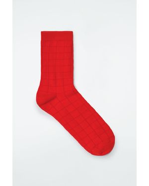 COS Grid Cotton Socks - Red