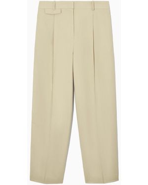 COS Wide-leg Pleated Linen-blend Trousers (petite) - Natural