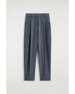 COS Crinkled-Silk Straight-Leg Trousers - Blue