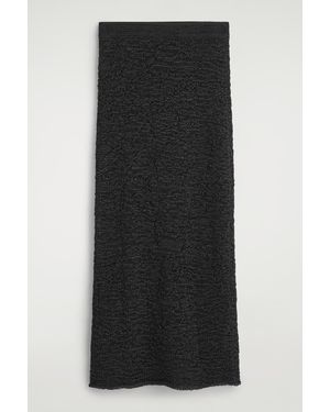 COS Textured Open-Knit Midi Skirt - Black