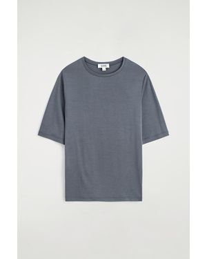 COS Fluid Silk T-Shirt - Blue