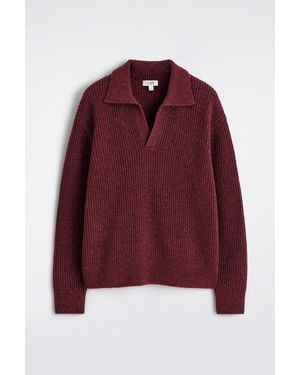 COS Donegal-Effect Wool Polo Jumper - Red