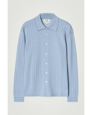 COS Relaxed Knitted Cotton Shirt - Blue