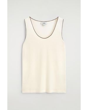 COS Contrast-Tipped Knitted Wool Tank Top - Natural