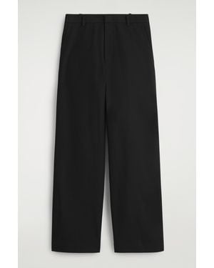 COS Cotton Relaxed-Fit Wide-Leg Chinos - Black