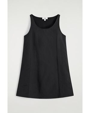 COS Jersey-Panelled Nylon Mini Dress - Black