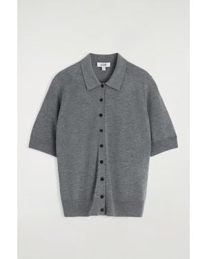 COS Merino Wool-Blend Polo Cardigan - Grey