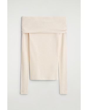 COS Off-The-Shoulder Merino Wool Top - Natural