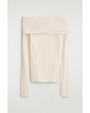 COS Off-The-Shoulder Merino Wool Top - Natural