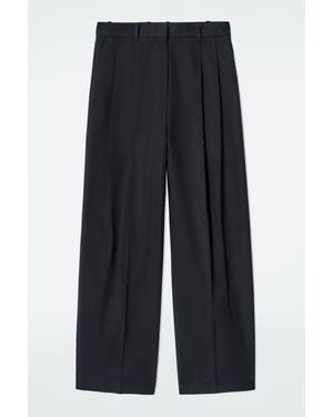 COS Relaxed Cotton Wide-Leg Trousers - Blue