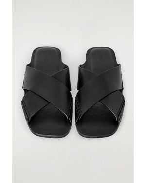 COS Crossover Leather Sandals - Black