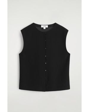COS Buttoned Knitted Top - Black