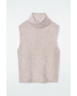 COS The Funnel-Neck Brushed-Cashmere Vest - White
