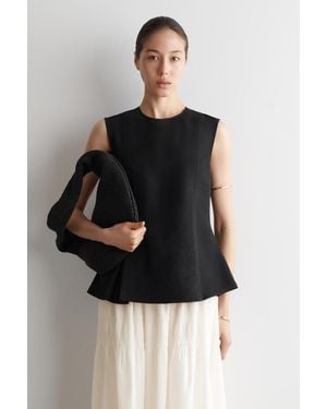 COS Pleated Peplum Top - Black